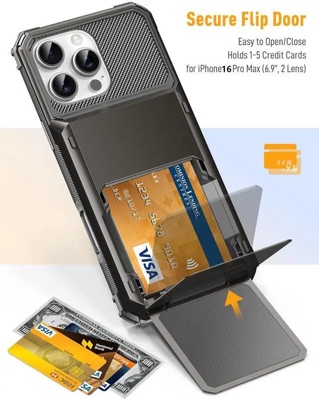 Alt view image 3 of 5 - TOPAUX for iPhone 16 Pro Max Case Wallet 5 Credit Card Holder USB C Headphone for iPhone 16 Pro Max in-Ear Wired Earbuds with Mic Volume Control School Kid Adult Laptop