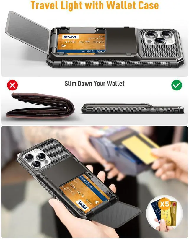 Alt view image 4 of 5 - TOPAUX for iPhone 16 Pro Max Case Wallet 5 Credit Card Holder USB C Headphone for iPhone 16 Pro Max in-Ear Wired Earbuds with Mic Volume Control School Kid Adult Laptop