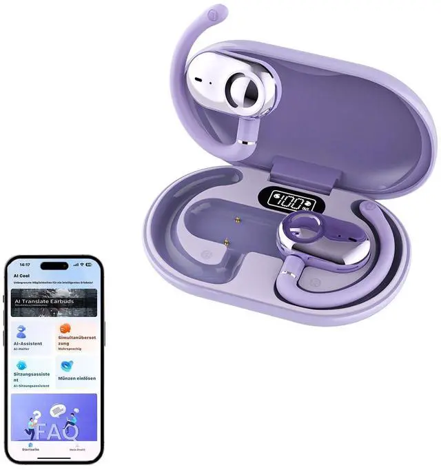 Main image of Over The Ear Translator Earbuds AI Translation Earbuds Earphones Real Time 150 Language Translator Ear Buds Translating Bone Conduction Headphones Wireless Bluetooth Out of Ear Open Ear Earbuds