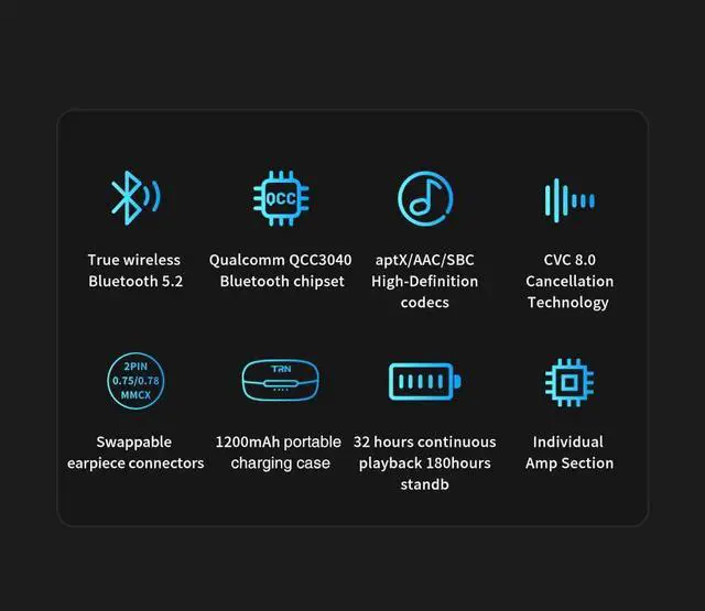 Alt view image 3 of 4 - TRN BT30 PRO Bluetooth 5.2 Ear Hooks Module with Charging Case | 180h Ultra Long Standby | Replaceable Connector (Excluding Headphones  2Pin-s/Black)