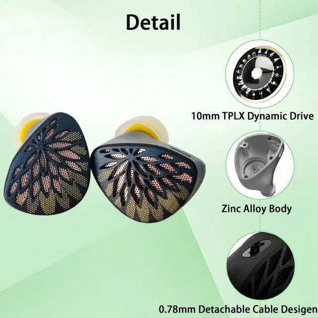 Alt view image 4 of 5 - NALMOPG YUXUANJI Earphones,10mm TPLX Dynamic Drive Wired Earbuds,in Ear Monitor Headphones,iems Ear Buds Wired for Gaming (4.4mm, Black)