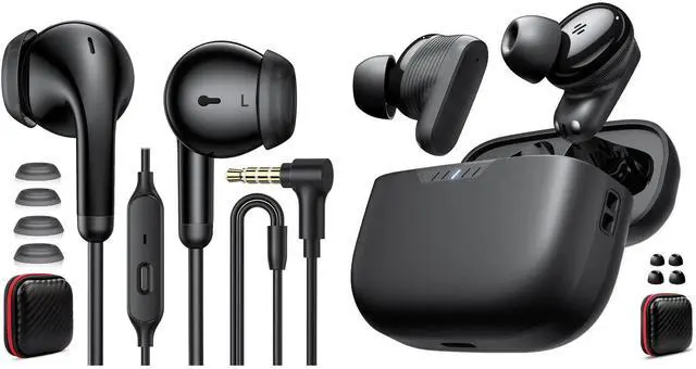 Main image of TOPAUX Wireless Earbuds Bluetooth 5.4 Headset HiFi Bass Stereo Noise Canceling in-Ear Headphone 3.5mm Wired Earbud in-Ear Headphone with Mic for Steam Deck Chromebook School Computer PC