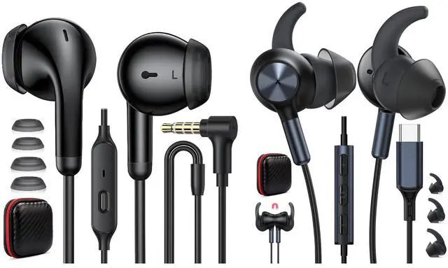 Main image of TOPAUX 3.5mm Wired Earbud in-Ear Headphone with Mic Wired Earbuds USB Type C Earphone Secure Wingtip Noise Canceling in-Ear Headphone with Mic for iPhone 16e 16 Pro Max 15 Plus 1Corded Game Headset