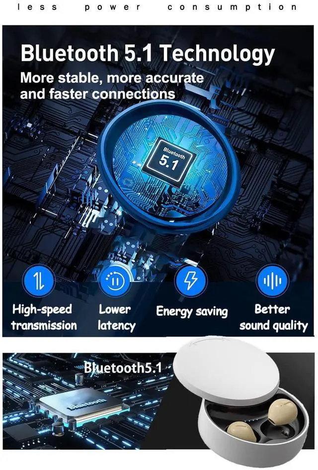 Alt view image 4 of 5 - SZHTFX Invisible Earbuds Small Mini Wireless Bluetooth Earpiece Phone Discreet Earbud for Music, Home, Work