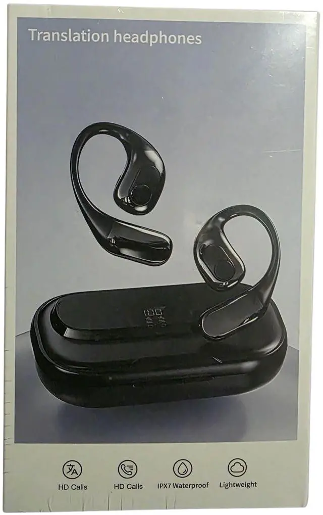 Main image of Traductor de idiomas T23,144 Languages,Wireless Earbuds with Charging Case, Bluetooth Headphones with Ear Hooks,Black