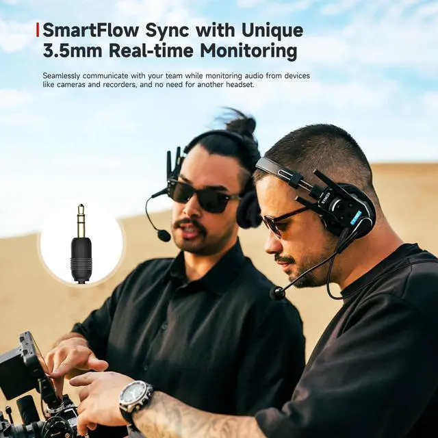 Alt view image 2 of 5 - SYNCO Xtalk XMax5 Full-Duplex Wireless Intercom System with 5 Double-Ear Headsets (2.4 GHz) Random Master Device Design for Team Communication,Movie Shoot,Live Show Stage Performance (5PCS)