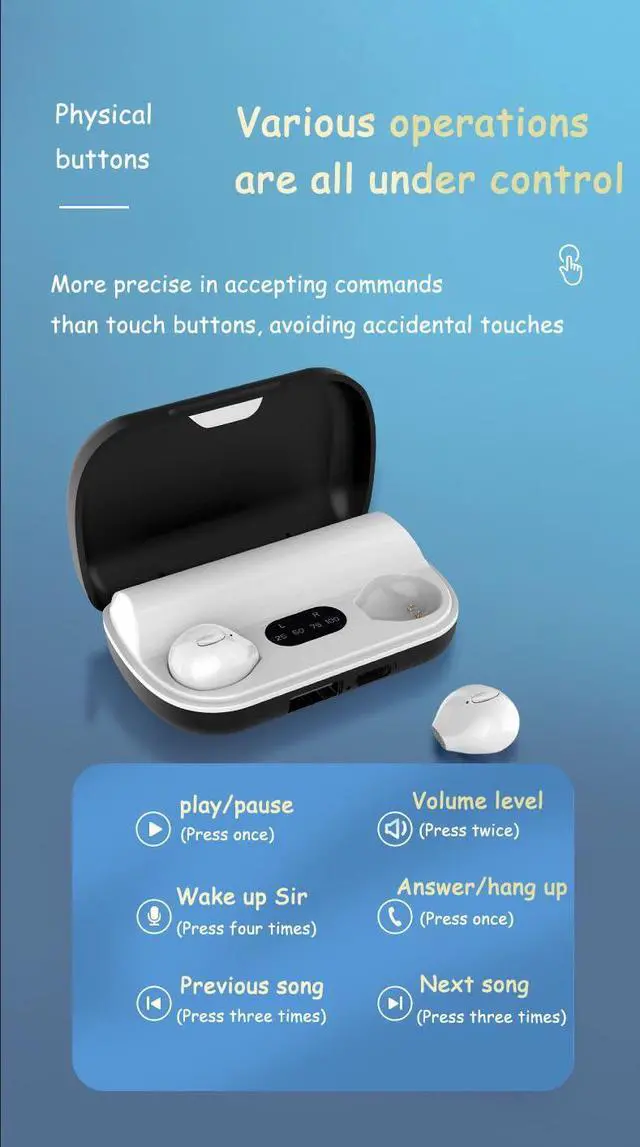 Alt view image 3 of 5 - SZHTFX Invisible Earbuds Small Bluetooth Earbuds Mini Wireless Discreet Earbud for Music, Home, Work(Black)