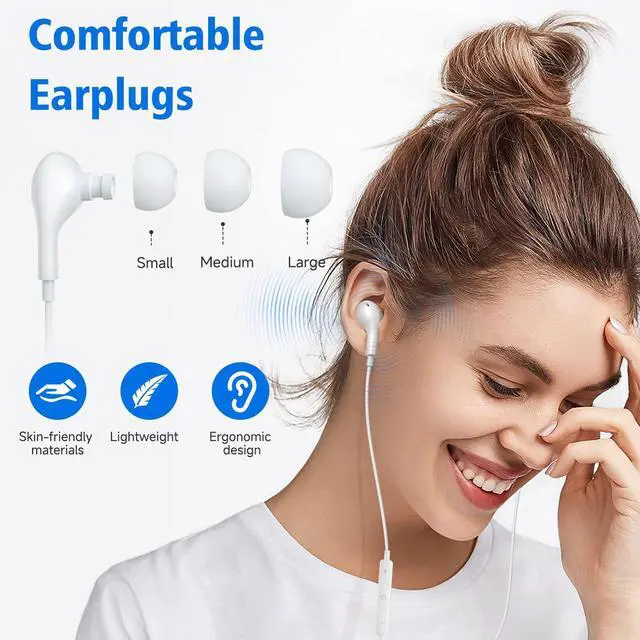 Alt view image 2 of 5 - 2 Pack USB C Headphones for iPhone 16 15, Wired Earbuds for iPad Pro Air Mini, iPad 10, MacBook, in-Ear Earphones Wired with Microphone and Volume Control for Samsung S25 S24/for Google Pixel 9/8/7