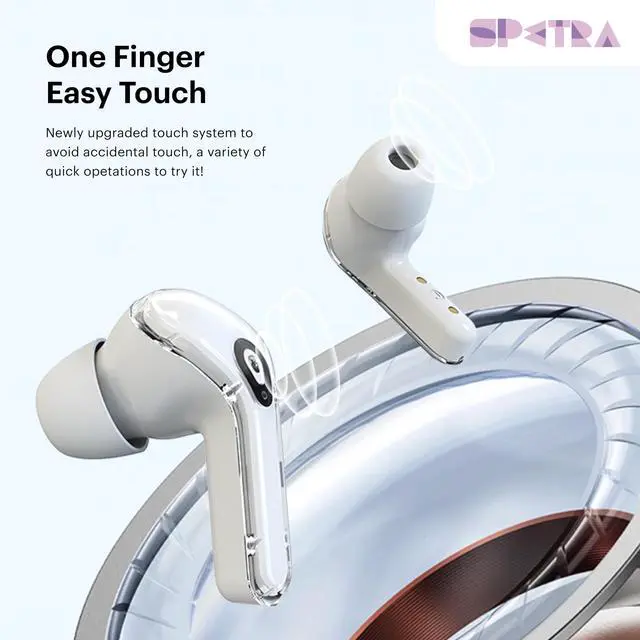 Alt view image 5 of 5 - SPETRA Crystal Earbuds (Pastel Pink) - Dive into a World of Color and Sound with Chic Pastel Hues & Transparent LED Display Case - Premium Wireless Audio Experience