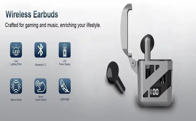 Alt view image 4 of 4 - GT02 Bluetooth Earbuds, IPX4 Waterproof, Android and iOS, True Wireless Stereo, Fast Charging, Extended Playtime, Sport Earbuds with Mic for Running, Office, Gym, for Business Trips, Outdoor, Driving