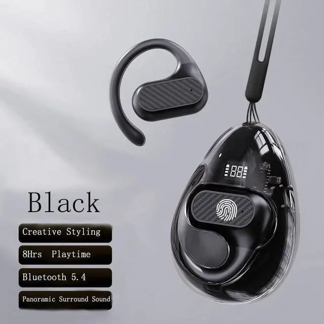 Alt view image 2 of 5 - Spevert Open Ear Headphones,Bluetooth 5.4 Wireless Earbuds with Earhooks Touch Control Sport Waterproof Earphones (Black)