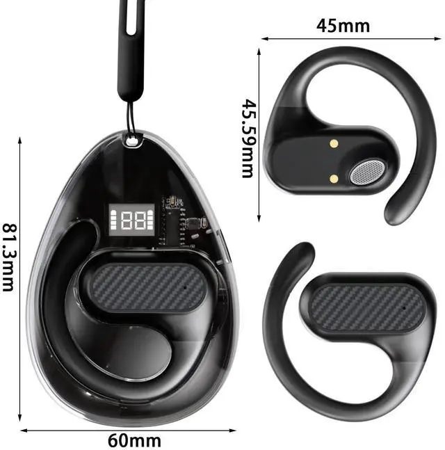 Alt view image 3 of 5 - Spevert Open Ear Headphones,Bluetooth 5.4 Wireless Earbuds with Earhooks Touch Control Sport Waterproof Earphones (Black)