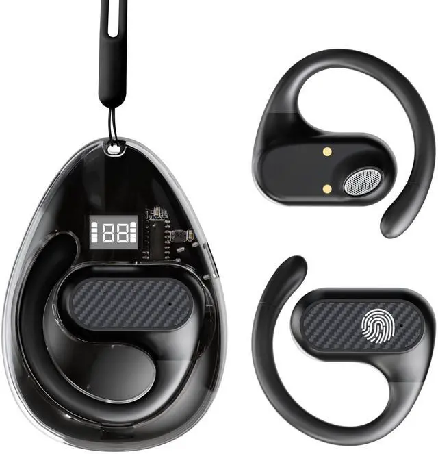 Main image of Spevert Open Ear Headphones,Bluetooth 5.4 Wireless Earbuds with Earhooks Touch Control Sport Waterproof Earphones (Black)