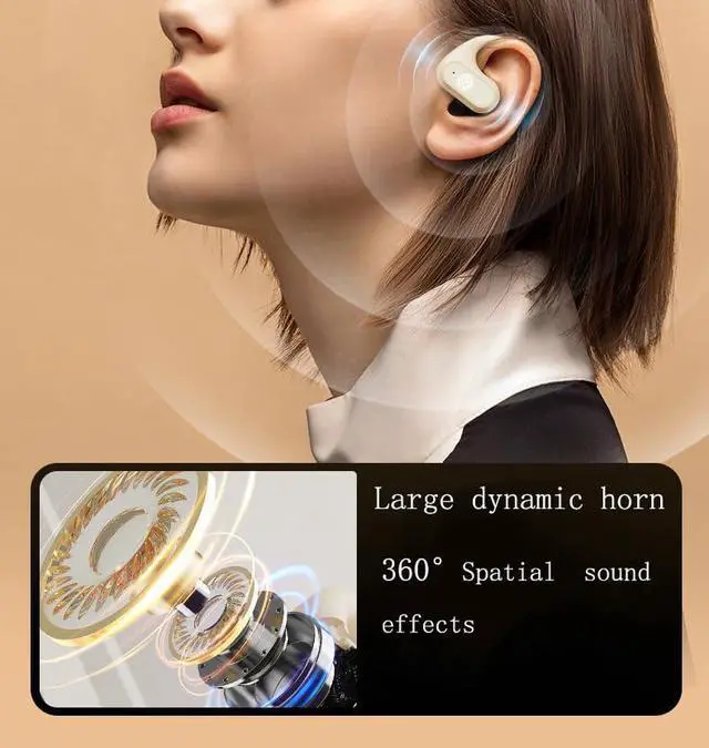 Alt view image 5 of 5 - Spevert Open Ear Headphones,Bluetooth 5.4 Wireless Earbuds with Earhooks Touch Control Sport Waterproof Earphones (Black)