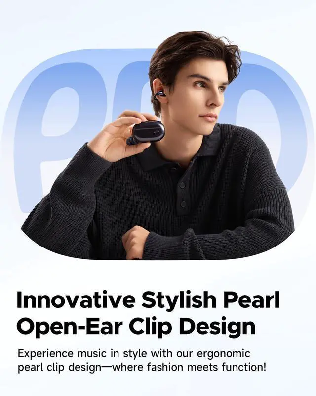 Alt view image 2 of 5 - SoundPEATS PearlClip Pro Ear Ultra Open Ear Earbuds Wireless Headphones Bluetooth 5.4 Earphones Clip On Ear Buds with Mic, IPX5 Waterproof, 24 Hrs Play for Running Cycling Fitness