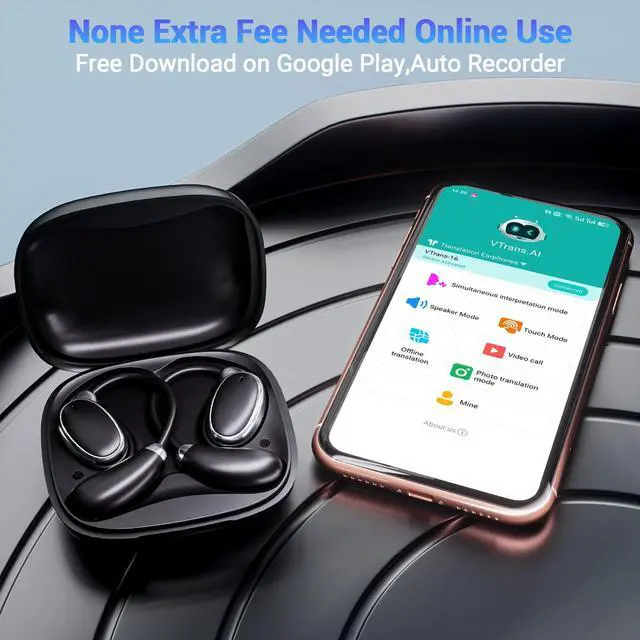 Alt view image 2 of 5 - AI Translation Earbuds Wireless Bluetooth - 150 Languages Open-ear Headphones Translator for iPhone and Android 3-in-1 Real Time Translating Device for Travel Business Learning with Charging Case