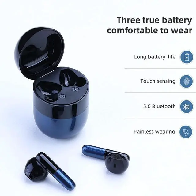 Alt view image 5 of 5 - Xmenha True Wireless Earbuds Bluetooth Ear Buds for iPhone Android TWS Earbuds in Ear Headphones with Microphone Deep Bass Earphones for Sport with Long Battery Life Portable Small Mini Charging Case