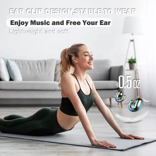 Alt view image 2 of 5 - Open Ear Bone Conduction Earbuds Open Ear Headphones Wireless Bluetooth Bone Conducting Earphones Gym Ear Buds Wireless Ear Clip Bone Conduction Headphones Head Set Bluetooth for Sport Running Workout