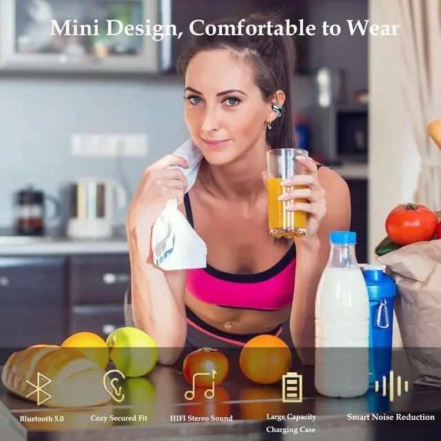 Alt view image 5 of 5 - Open Ear Bone Conduction Earbuds Open Ear Headphones Wireless Bluetooth Bone Conducting Earphones Gym Ear Buds Wireless Ear Clip Bone Conduction Headphones Head Set Bluetooth for Sport Running Workout