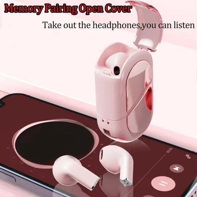 Alt view image 4 of 5 - Sioroch Wireless Bluetooth Earphones, Bluetooth 5.3, Couple's Earphones, Suitable for Running, Work, Reading, Sleep (Pink)