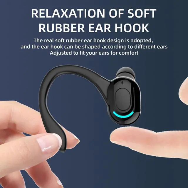 Alt view image 3 of 5 - Wireless Earbuds with Earhooks Single Bluetooth Earpiece Sports Headphones Over the Ear Running Workout Wrap Around Earbuds 20H Long Battery Life Waterproof Noise Cancelling Headset for Android iOS