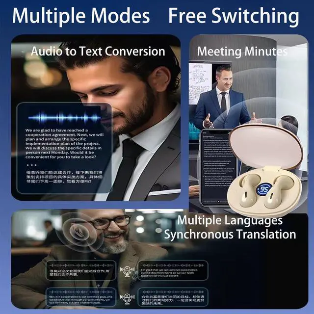 Alt view image 3 of 5 - Sioroch AI Language Translator Earbuds,144 Languages Translator Device, Two-Way Translator Hanging Bluetooth Earphones for Language Learning/Travel/Business (White)