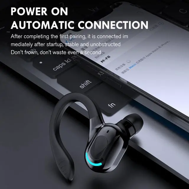 Alt view image 5 of 5 - Wireless Earbuds with Earhooks Single Bluetooth Earpiece Sports Headphones Over the Ear Running Workout Wrap Around Earbuds 20H Long Battery Life Waterproof Noise Cancelling Headset for Android iOS