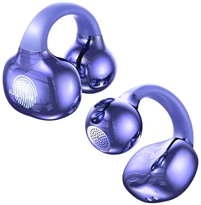 Main image of Wireless Headphones, Wireless 5.4 Open Headphones, Lightweight and Comfortable Ear Clip Earbuds with Touch Controls Playback 42 Hours IPX6 Waterproof for iOS/Android Sports and Fitness, violet