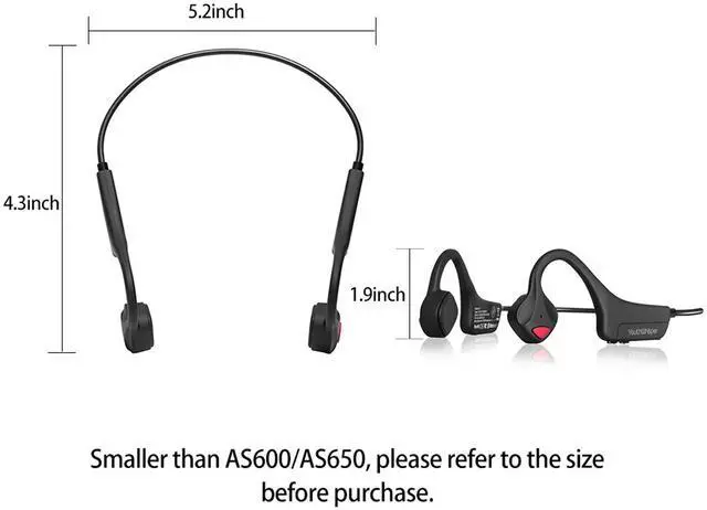 Alt view image 5 of 5 - YouthWhisper Bone Conduction Headphones - Bluetooth Running Earphones Open Ear Wireless Headset with Mic, Sweat Resistant Conducting Headphone for Workout Hiking Fitness Walking (Black)