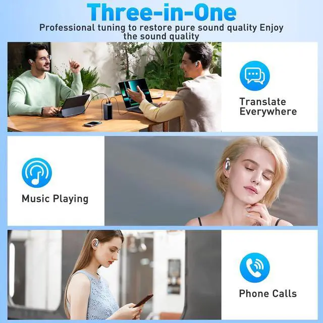 Alt view image 4 of 5 - Translation Earbuds Real Time,140+Language Translator Earbuds,Easy to Operate,Wireless Bluetooth Translation Earbuds,Long Battery Life,Compatible with iOS&Android(White)