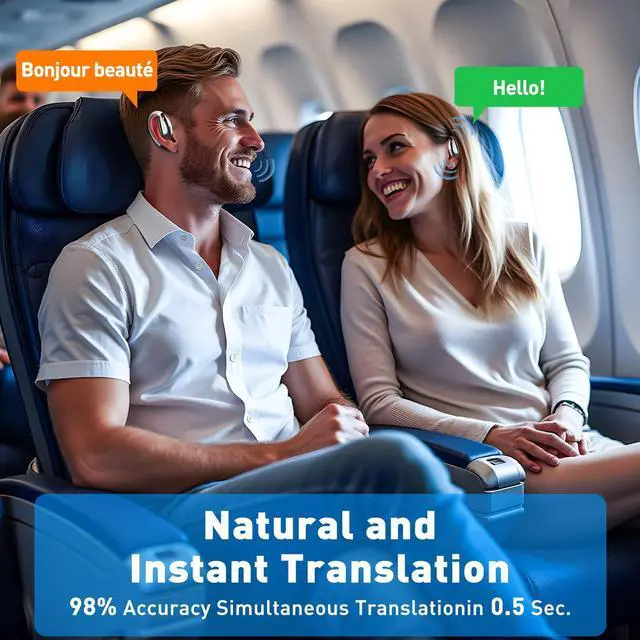 Alt view image 3 of 5 - Translation Earbuds Real Time,140+Language Translator Earbuds,Easy to Operate,Wireless Bluetooth Translation Earbuds,Long Battery Life,Compatible with iOS&Android(White)