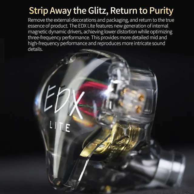 Alt view image 3 of 5 - KZ EDX Lite in-Ear Dynamic Driver Headphones Earbuds,HiFi Earphones with Detachable Cable 0.75mm, Audiphiles in-Ear Monitor (Transparent, Without MIC)