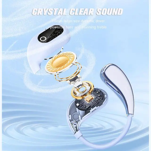 Alt view image 4 of 5 - Over The Ear Open Ear Earbuds Outside Outer Open Ear Headphones Wireless Air Bone Conduction Earbuds Outer Outside Ear Bone Conduction Headphones Out of Ear Over The Ear Buds