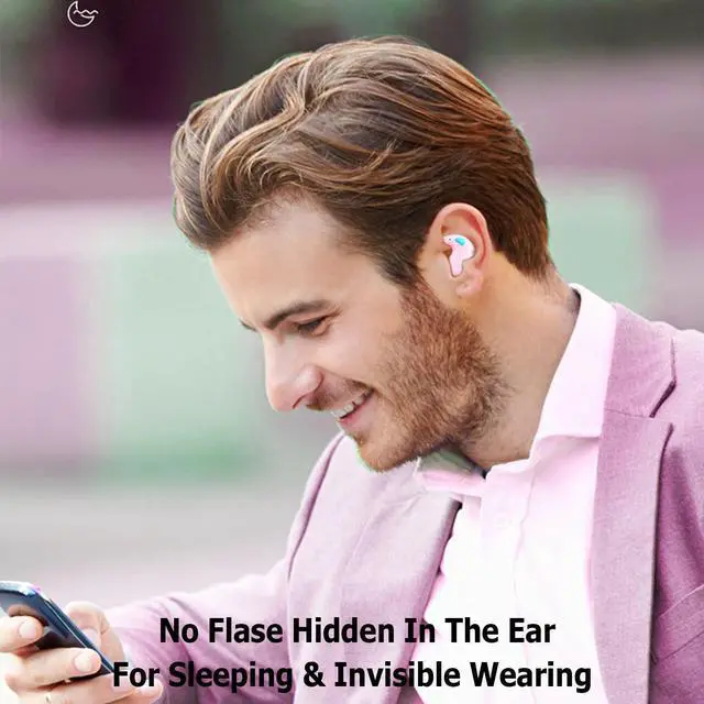 Alt view image 4 of 5 - Xmenha X55 Purple Wireless Invisible In-Ear Earbuds for Sleep, Side Sleepers, Small Ears, Bluetooth 5.3