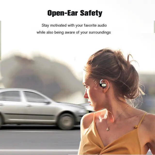 Alt view image 2 of 5 - Earless Out of Ear Headphones Bluetooth Wireless Outer Open Ear Headphones Outside The Ear Open Ear Buds Earbuds Wireless Ear Hanging Bluetooth Headset Bone Air Conduction Earbuds Black