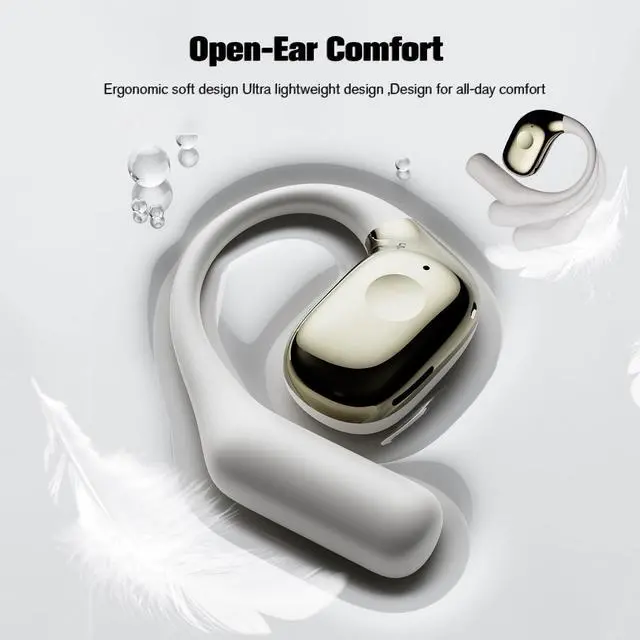 Alt view image 4 of 5 - Earless Out of Ear Headphones Bluetooth Wireless Outer Open Ear Headphones Outside The Ear Open Ear Buds Earbuds Wireless Ear Hanging Bluetooth Headset Bone Air Conduction Earbuds Black