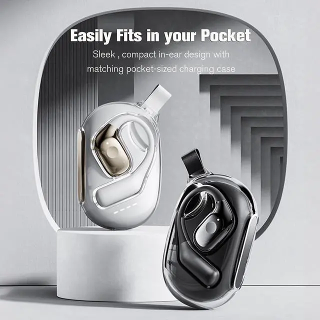 Alt view image 5 of 5 - Earless Out of Ear Headphones Bluetooth Wireless Outer Open Ear Headphones Outside The Ear Open Ear Buds Earbuds Wireless Ear Hanging Bluetooth Headset Bone Air Conduction Earbuds Black