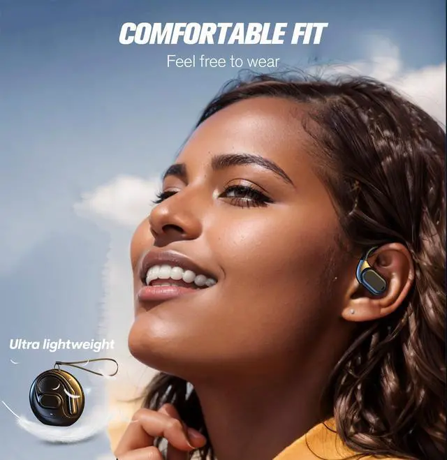 Alt view image 4 of 5 - Out Of Ear Headphones Outside Ear Open Ear Earbuds Wireless Earless Headphones Bluetooth for Ows Open Owls Hanging Earphones 5.4 Bluetooth Open Ear Hanging Headset Bone Conduction Earbuds Over The Ear