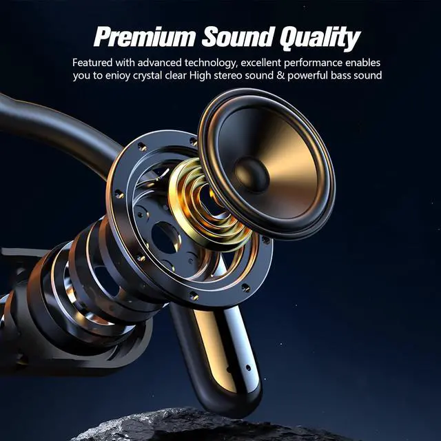 Alt view image 5 of 5 - Out Of Ear Headphones Outside Ear Open Ear Earbuds Wireless Earless Headphones Bluetooth for Ows Open Owls Hanging Earphones 5.4 Bluetooth Open Ear Hanging Headset Bone Conduction Earbuds Over The Ear