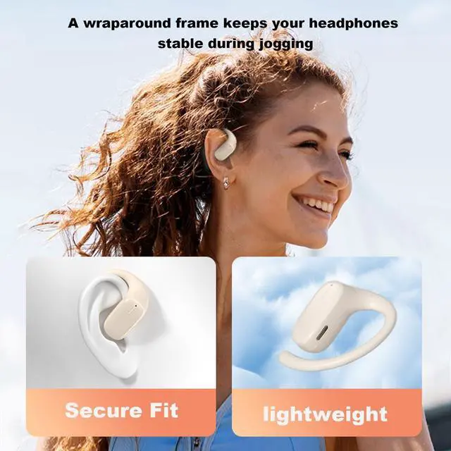 Alt view image 5 of 5 - Xmenha Open Ear Headphones Wireless Bone Conduction Headphones Purple Ear Buds with Ear Loops Bluetooth Running Sport Earbuds with Ear Hooks Open Ear Bone Conduction Earbuds Induction Earphones