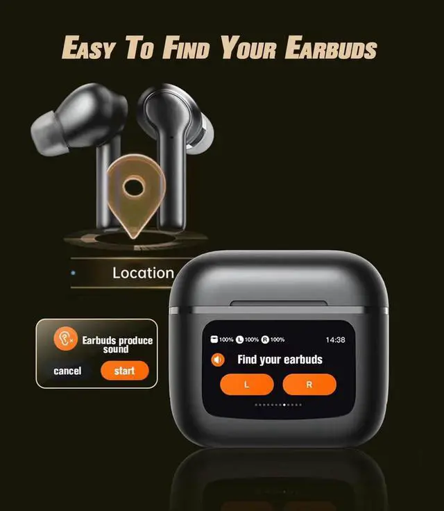 Alt view image 4 of 5 - Active Noise Cancelling Touch Screen Earbuds Anc Noise Canceling Tws Bluetooth Touchscreen Earbuds With Screen Wireless Blue Tooth Ear Buds For iphone Android Earphones Bluetooth Ear Buds Small Ear