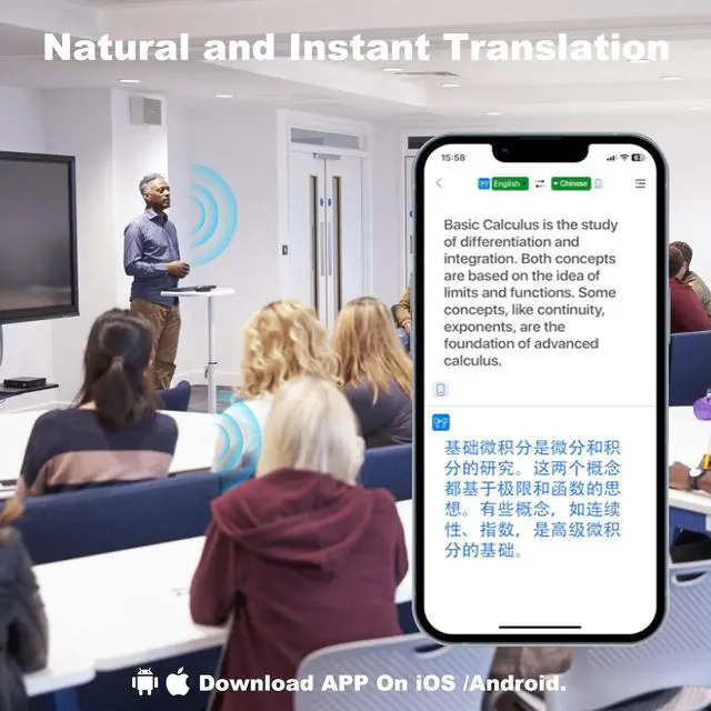 Alt view image 5 of 5 - AI Language Translation Earbuds, Translator Earbuds Real Time with iOS & Android, 144-Language Bluetooth Headphones Translating Device for Travel and Business, Black