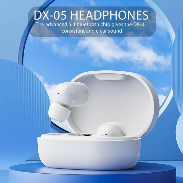 Alt view image 3 of 5 - DX-05 True Wireless Earbuds Comfortable in Ear Headphones 5.3 Bluetooth, Light-Weight, Built-in Microphone, IPX5 Waterproof, Immersive Premium Sound (Black)