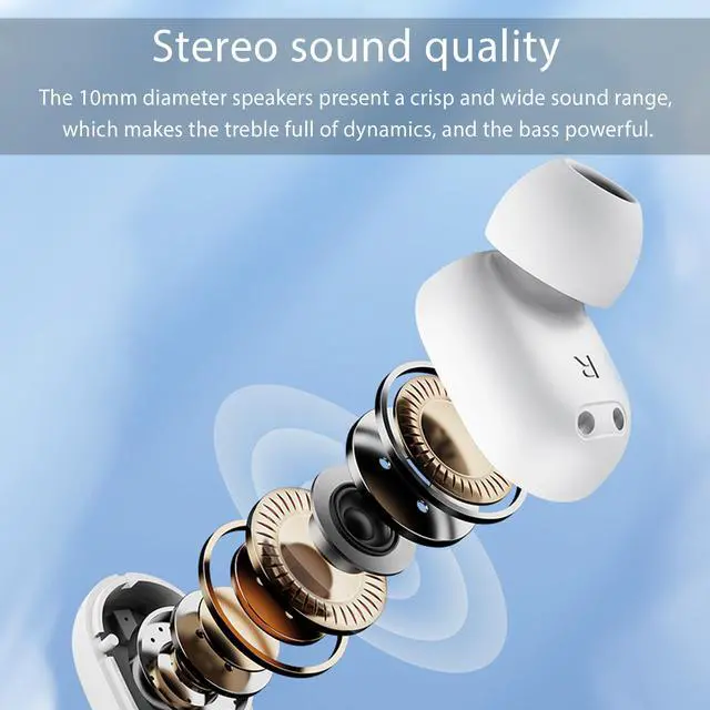 Alt view image 5 of 5 - DX-05 True Wireless Earbuds Comfortable in Ear Headphones 5.3 Bluetooth, Light-Weight, Built-in Microphone, IPX5 Waterproof, Immersive Premium Sound (Black)