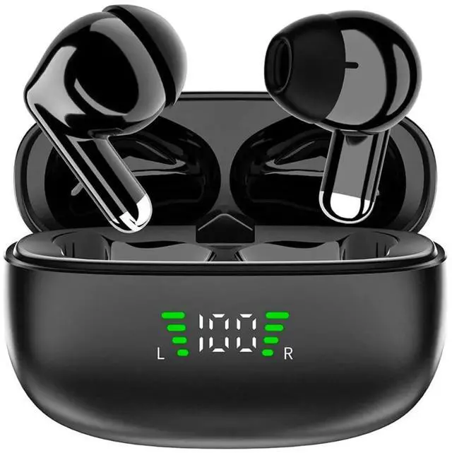Main image of Wireless Earphones, Wireless Earphones with Charging Case, Touch Control, Digital Display, Black, Affordable.