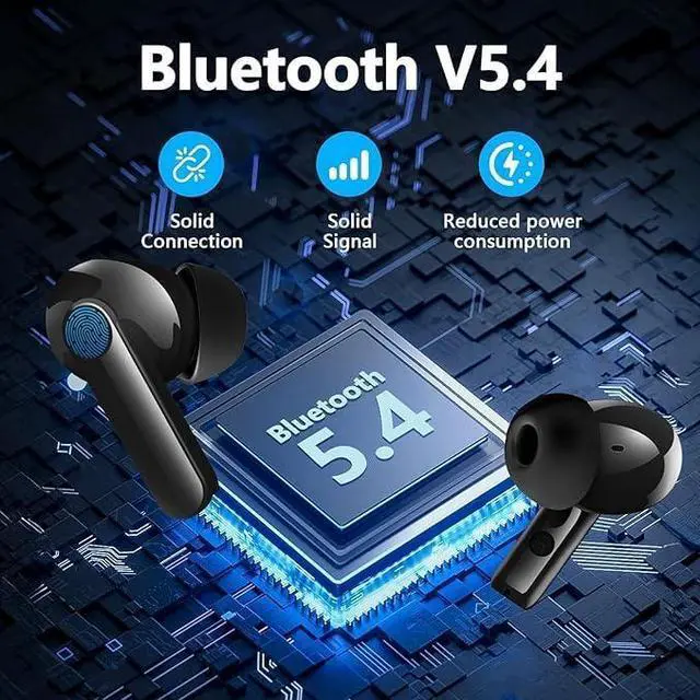 Alt view image 4 of 5 - Wireless Earbuds Bluetooth 5.4 Headphones, 2025 Hi-Fi Stereo Bass Ear Buds, 4 ENC Noise Cancelling Mic 48Hrs in-Ear Earphones IPX7 Waterproof Sport Workout for Laptop Pad Android iOS Phone RUNNING