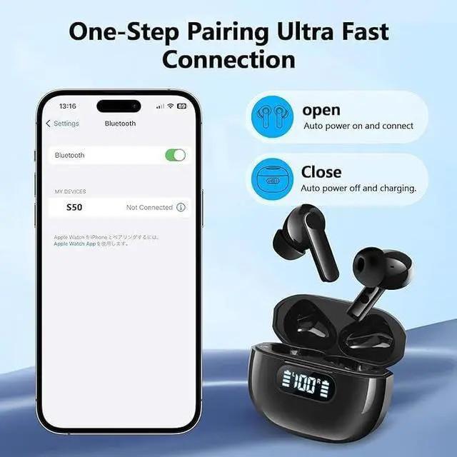 Alt view image 5 of 5 - Wireless Earbuds Bluetooth 5.4 Headphones, 2025 Hi-Fi Stereo Bass Ear Buds, 4 ENC Noise Cancelling Mic 48Hrs in-Ear Earphones IPX7 Waterproof Sport Workout for Laptop Pad Android iOS Phone RUNNING