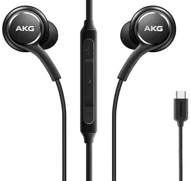 Main image of Earphones compatiable with Samsung Galaxy S23 S23 Ultra | S22 S22 Ultra | S21 S21 Ultra | S20 S20 Ultra, Note 10+ Original USB Type C in-Earbuds - Braided - Black