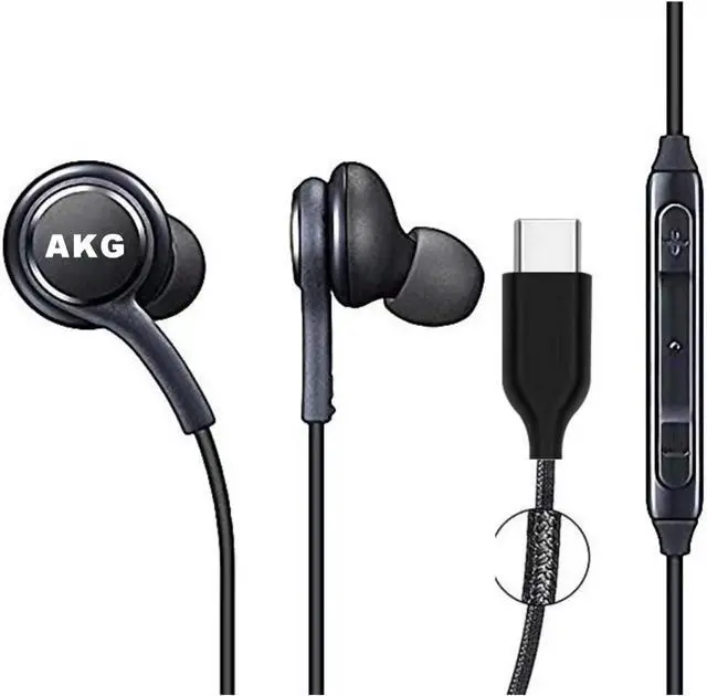 Alt view image 3 of 5 - Earphones compatiable with Samsung Galaxy S23 S23 Ultra | S22 S22 Ultra | S21 S21 Ultra | S20 S20 Ultra, Note 10+ Original USB Type C in-Earbuds - Braided - Black