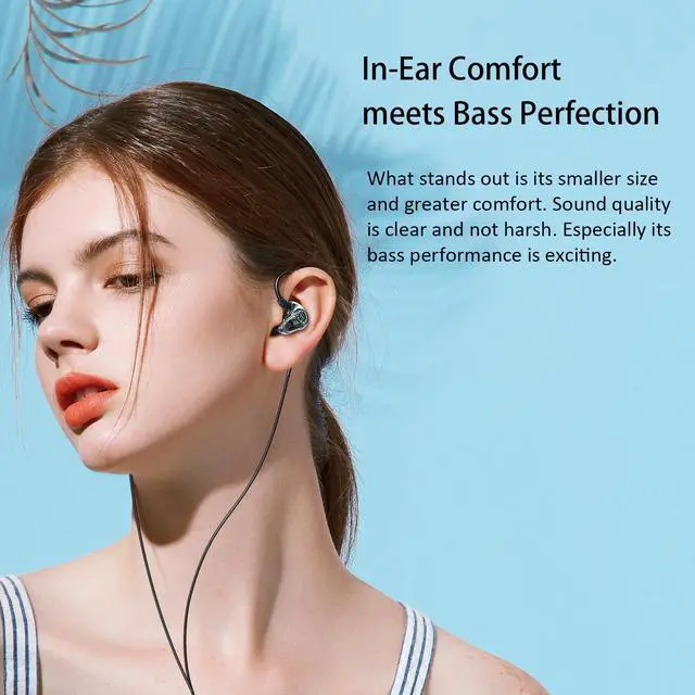 Alt view image 2 of 5 - RitMoment Quiet Bass Wired Earphones with Mic - Powerful Dual Dynamic Driver, Clear Sound & Deep Bass, in Ear Earbuds for Sleep, Gaming, Sports and Music, Comes with Sleep Earplugs (3.5mm, Black)